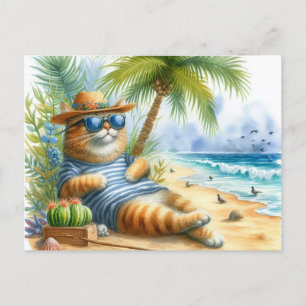Cool Cat at Beach Cat Lovers  Postcard