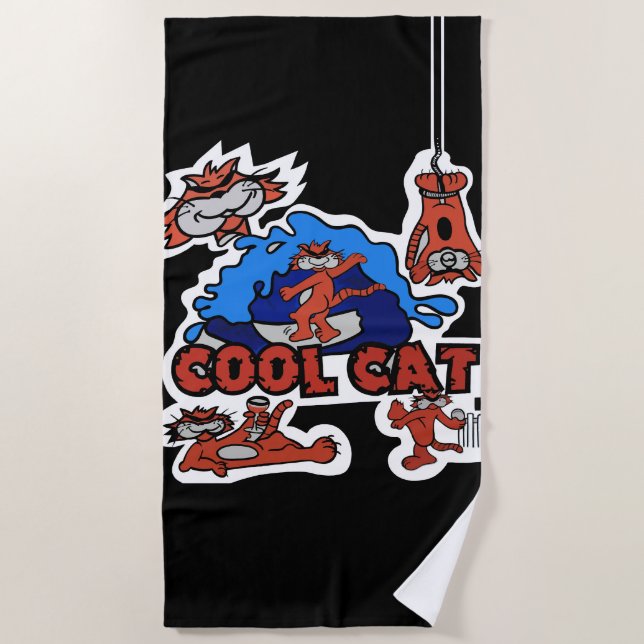 Cool Cat Beach Towel (Front)