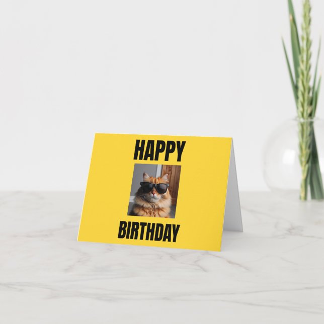 Cool Cat Birthday Card for Cat Lovers, Funny Gift (Front)