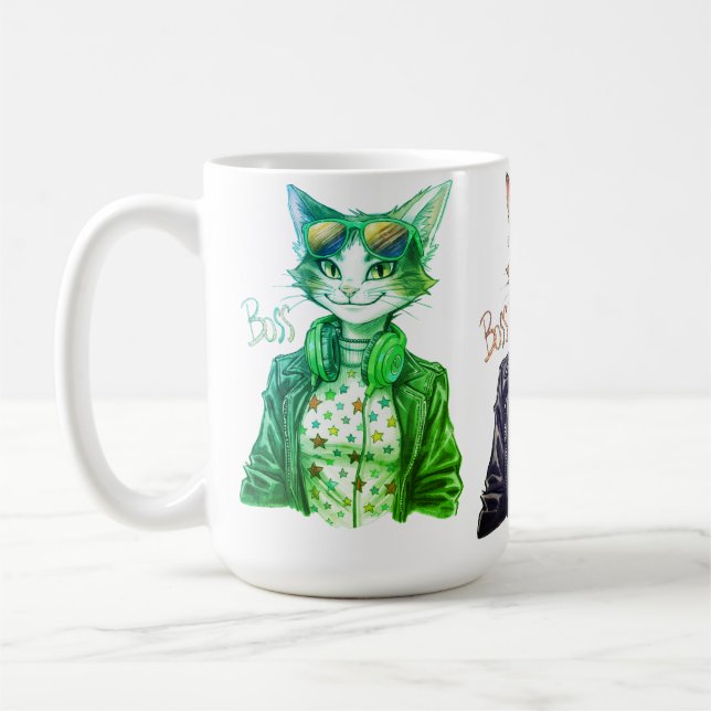 Cool Cat Boss – Funny Cat Lover Gift Idea Coffee Mug (Left)
