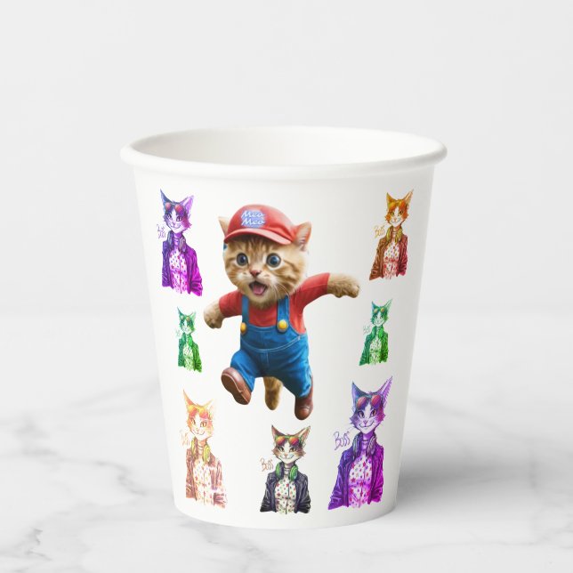 Cool Cat Boss – Funny Cat Lover Gift Idea Paper Cups (Front)