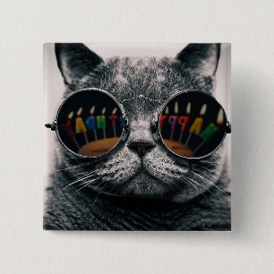 Cool Cat   Button   Happy Birthday Cat
