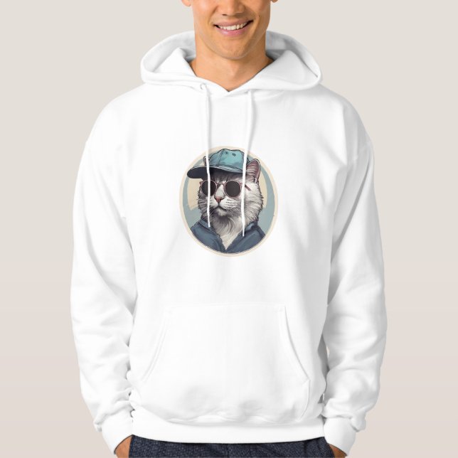 cool , cat cartoon , cat funny , cat cool, stylish hoodie (Front)