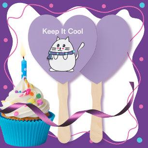 Cool Cat Cartoon Funny Cute Party Hand Fan