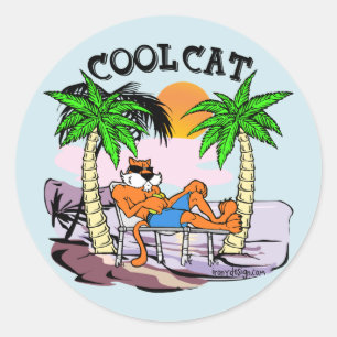Cool Cat Classic Round Sticker