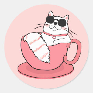 Cool Cat Classic Round Sticker
