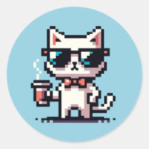 Cool Cat Coffee Break: 8-Bit Pixel Art