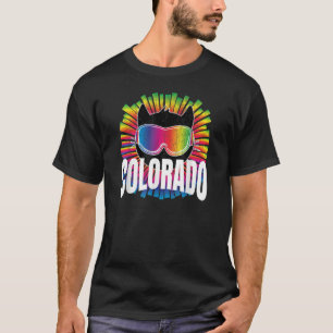 Cool Cat Colorado Rainbow Ski Kitty Ski Goggles Co T-Shirt
