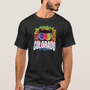 Cool Cat Colorado Rainbow Ski Kitty Ski Goggles Co T-Shirt