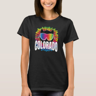 Cool Cat Colorado Rainbow Ski Kitty Ski Goggles Co T-Shirt