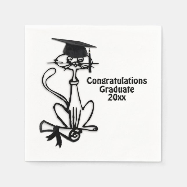Cool Cat Congratulations Graduate Napkin (Front)