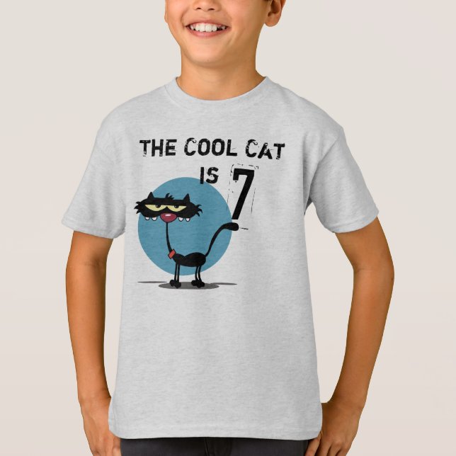 Cool Cat Customisable Birthday T-shirt (Front)