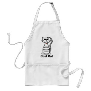 Cool Cat cute cartoon cat with sunglasses Standard Apron