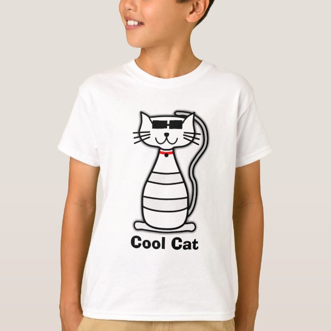 Cool Cat cute cartoon cat with sunglasses T-Shirt (Front)