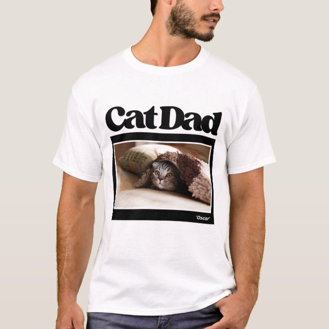 Cool Cat Dad custom photo and name T-Shirt (Front)