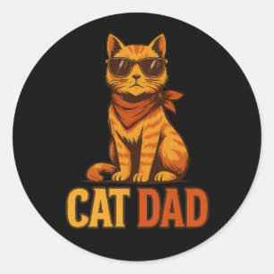 Cool Cat Dad Vintage Style Classic Round Sticker