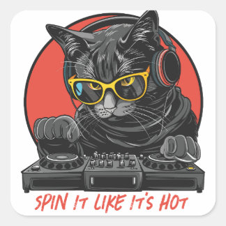 Cool Cat DJ Square Sticker