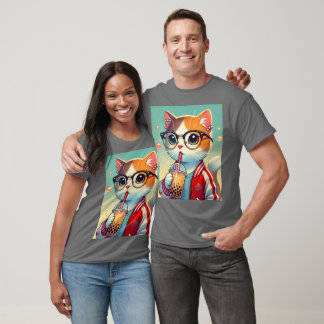 Cool Cat drinking boba  T-Shirt