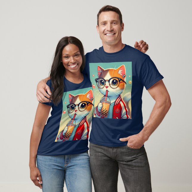Cool Cat drinking boba  T-Shirt (Unisex)