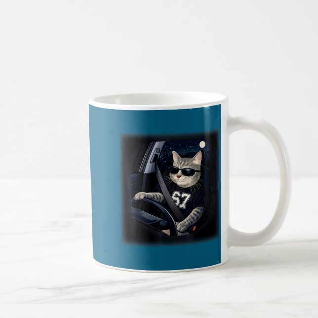 Cool Cat Driving 67 Sungles Funny For Men Women Ki Coffee Mug (Right)