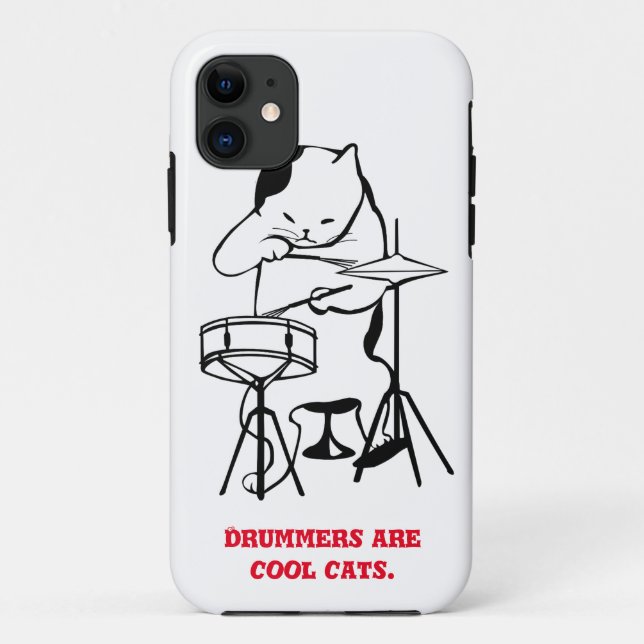 Cool Cat Drummer Phone Case (Back)