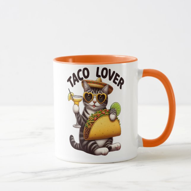 Cool Cat Enjoying Taco Tuesday Mug (Right)