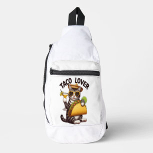 Cool Cat Enjoying Taco Tuesday Sling Bag