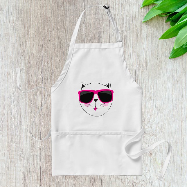 Cool Cat Face with Pink Sunglasses Cute Kitty  Standard Apron (Creator Uploaded)