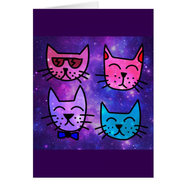 Cool Cat Faces on a Space Background (Front)