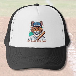 Cool Cat Gifts for Baseball Players Lovers Coaches Trucker Hat