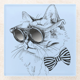 Cool Cat Glass Coaster