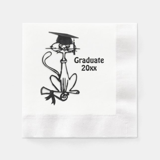 Cool Cat Graduation Napkin (Front)