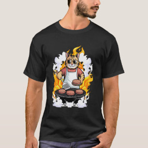 Cool Cat Grilling Burgers BBQ Master Feline Cookou T-Shirt