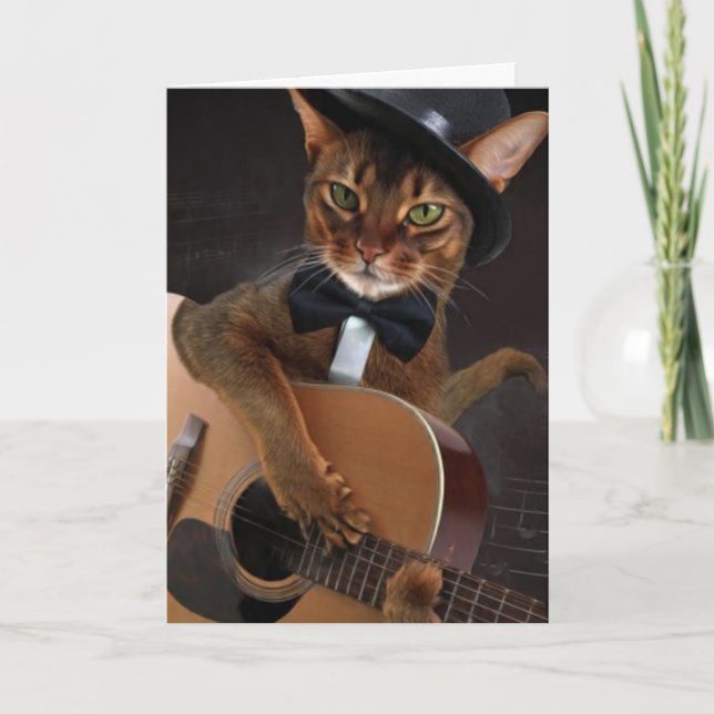 Cool Cat Guitarist – Minimal Elegant Design Card (Front)