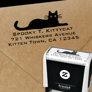 Cool Cat Hanging Out Return Mailing Address Self-inking Stamp