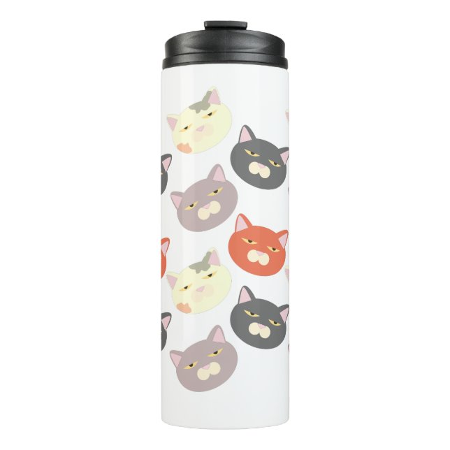 Cool Cat Heads Cartoon Fun Pattern Art Thermal Tumbler (Front)