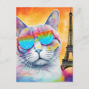 Cool Cat in Paris Postcard