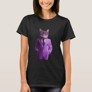 Cool Cat In Purple Suit With Sunglasses T-Shirt