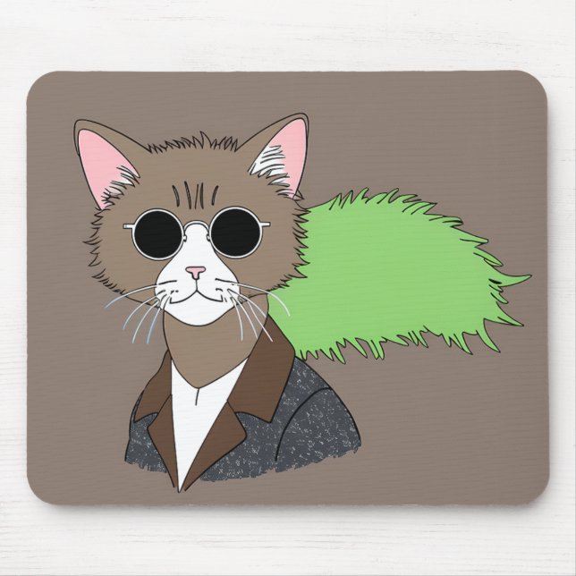 Cool Cat in Shades Retro Mouse Pad (Front)