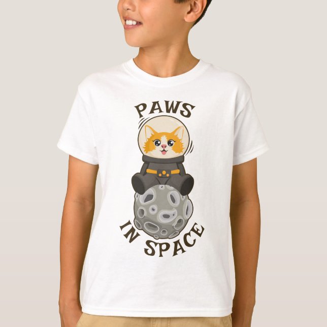 Cool Cat in space Cat Astronaut Cosmic animal Moon T-Shirt (Front)