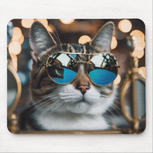 Cool cat in sunglasses, cat mouse mat