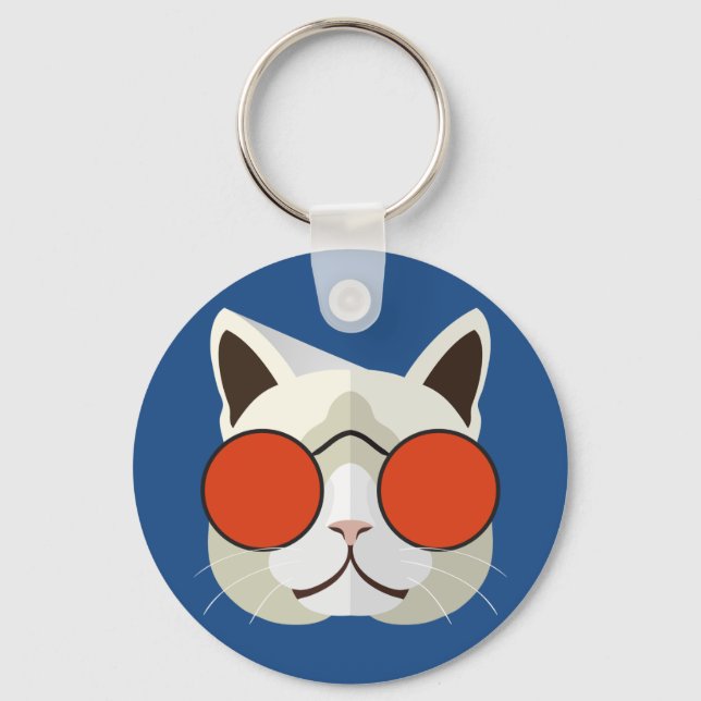 Cool Cat in Sunglasses Key Ring (Front)