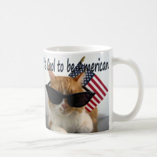 Cool Cat in Sunglasses with American Flag Mug