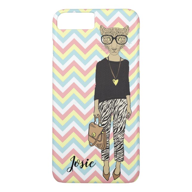 cool cat leopard hipster lady phone case (Back)