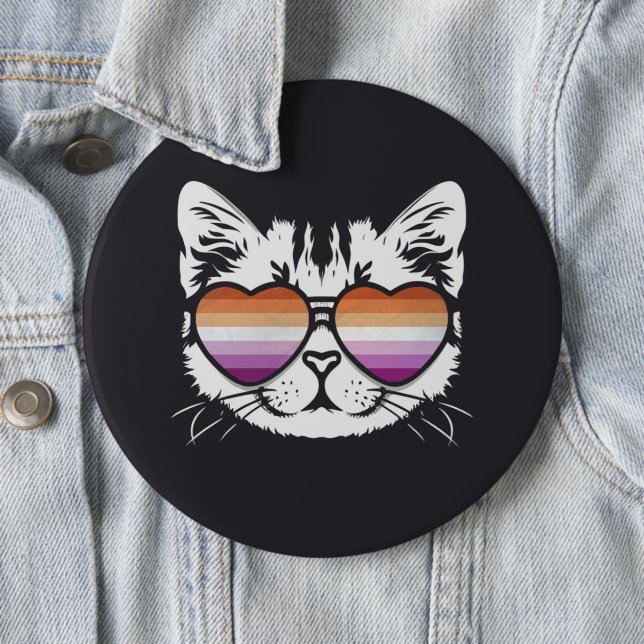 Cool Cat Lesbian Flag 6 Cm Round Badge (In Situ)