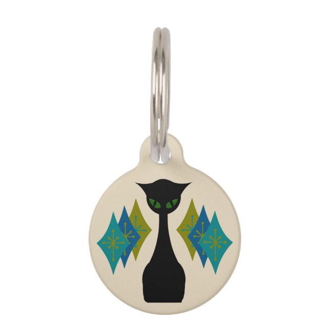 Cool Cat Mid Century Modern Pet Name Tag (Front)
