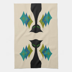 Cool Cat Mid Century Modern Retro Kitchen Towel