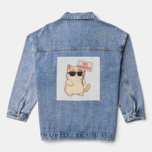 Cool Cat No Mondays Aesthetic Meme Denim Jacket