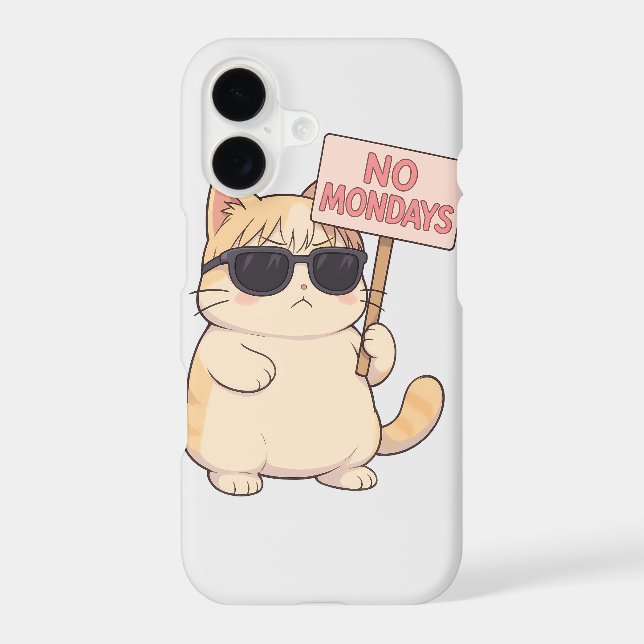 Cool Cat No Mondays Aesthetic Meme iPhone Case (Back)