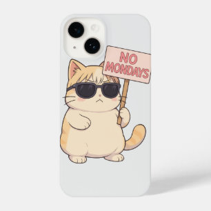 Cool Cat No Mondays Aesthetic Meme iPhone 14 Case